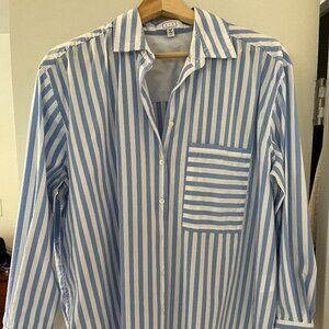 AYR The Deep End Blue + White Stripe Button Up